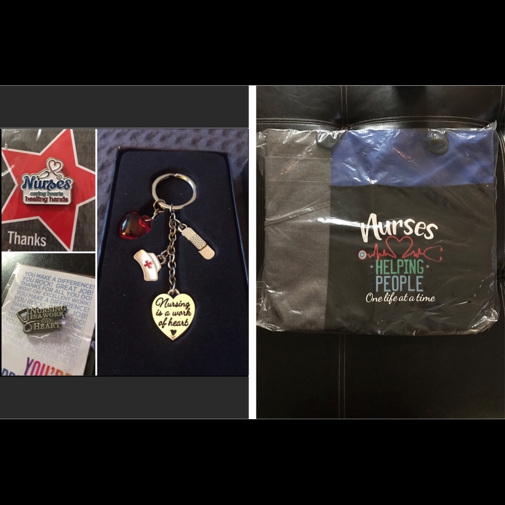 🩺 SOLD Nurses Key Chain, Two Nursing Pins & bag